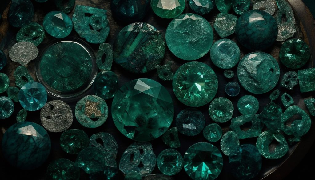 piedras preciosas brillantes iluminan circulo riqueza generado ia
