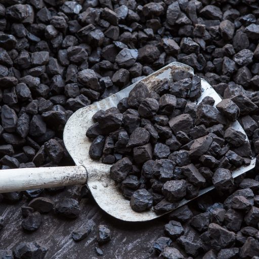 Shovel and coal, lignite storage